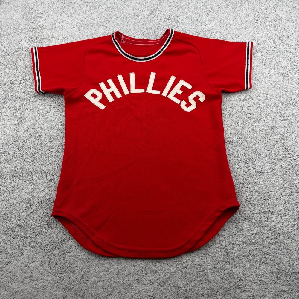 Philadelphia Phillies Jersey Boy Medium Red MLB Baseball Stitched USA VTG Wilson